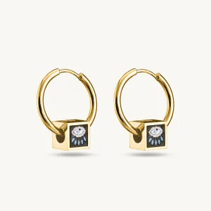 Gold Plated Evil Eye Hoop Earrings