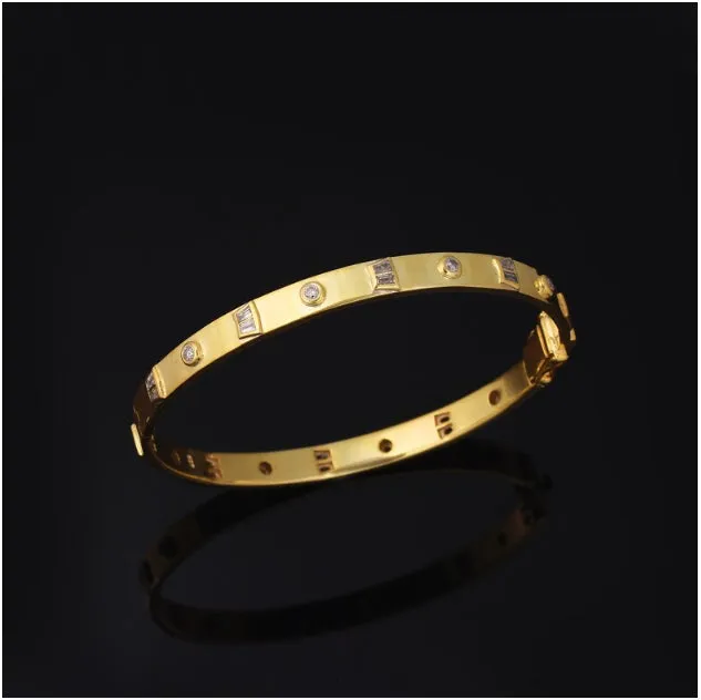 Golden Diamond Love Bangle Bracelet