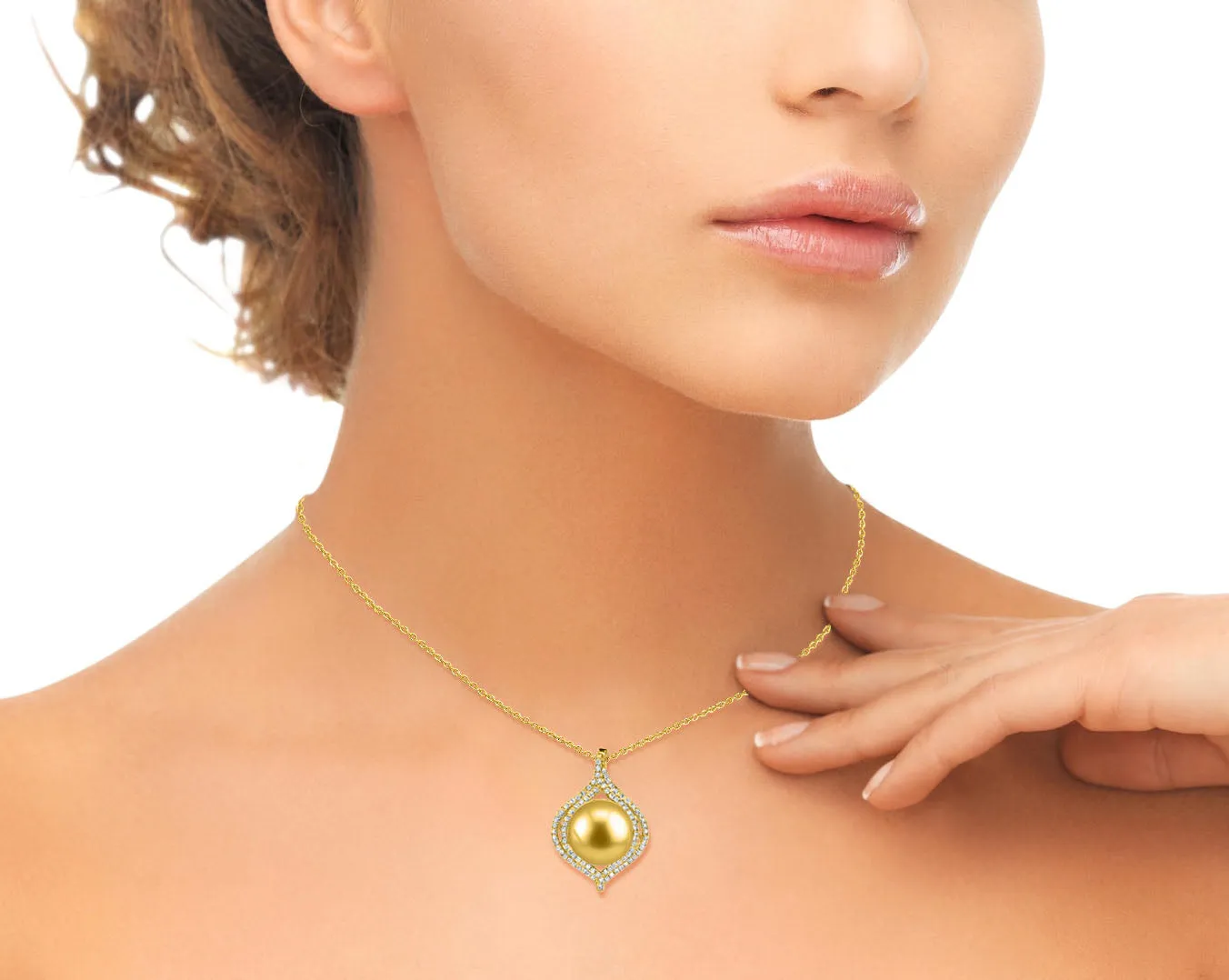 Golden South Sea Pearl & Diamond Reverence Pendant