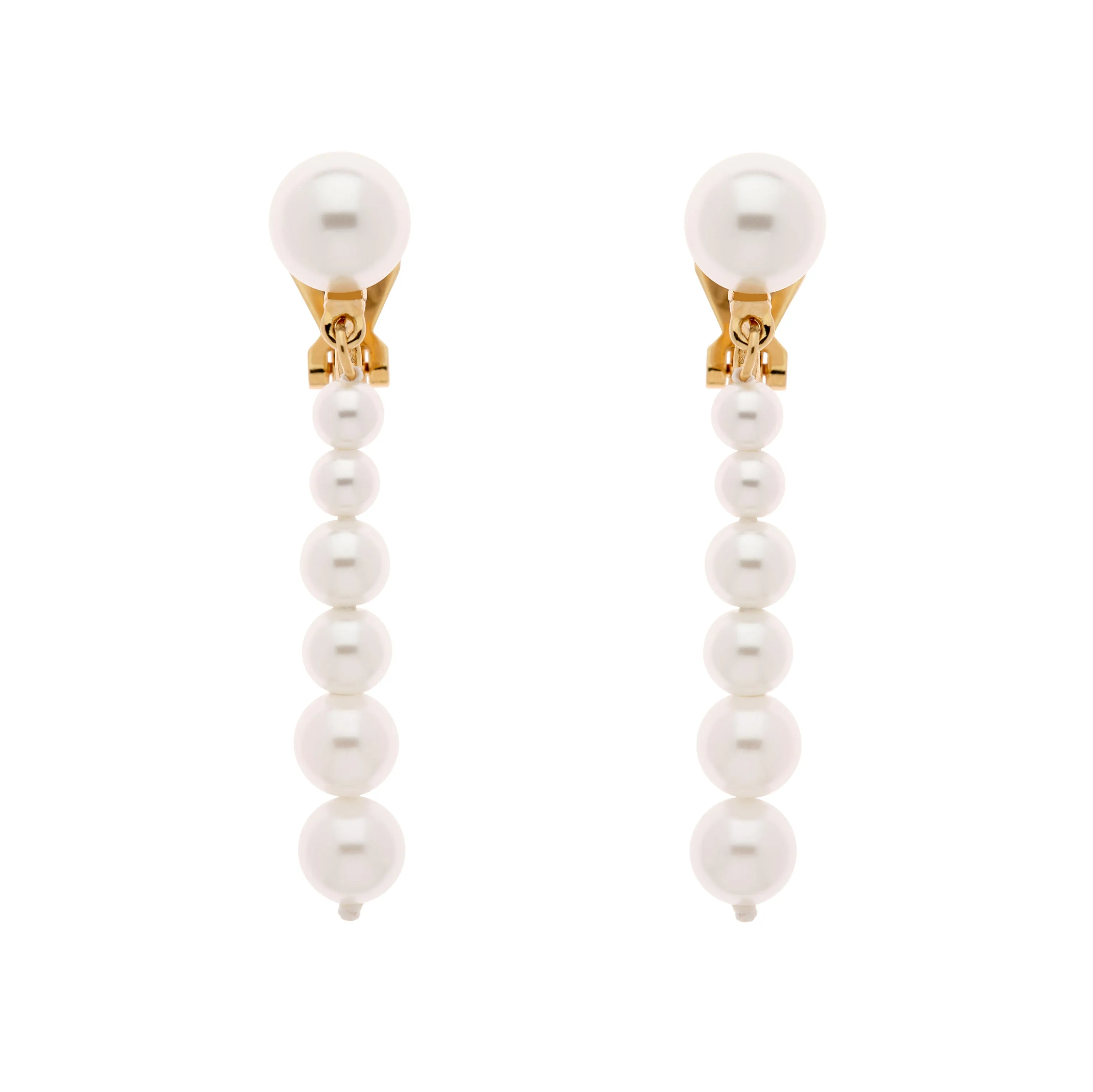 Graduated Pearl Clip Earrings