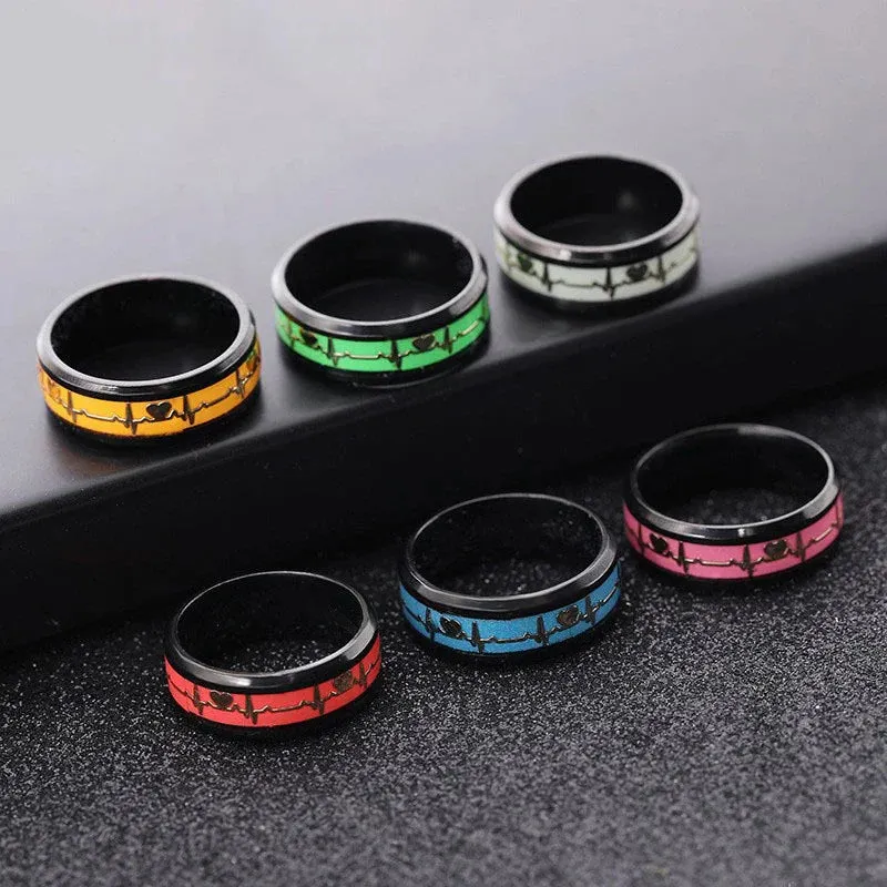 Heart Beat Titanium Steel Couple Rings