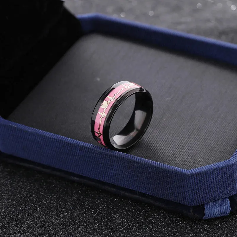 Heart Beat Titanium Steel Couple Rings