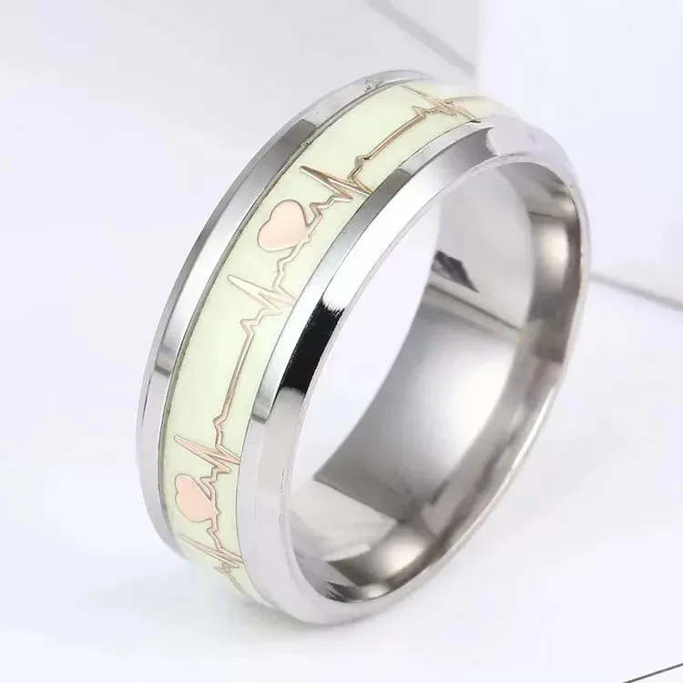 Heart Beat Titanium Steel Couple Rings