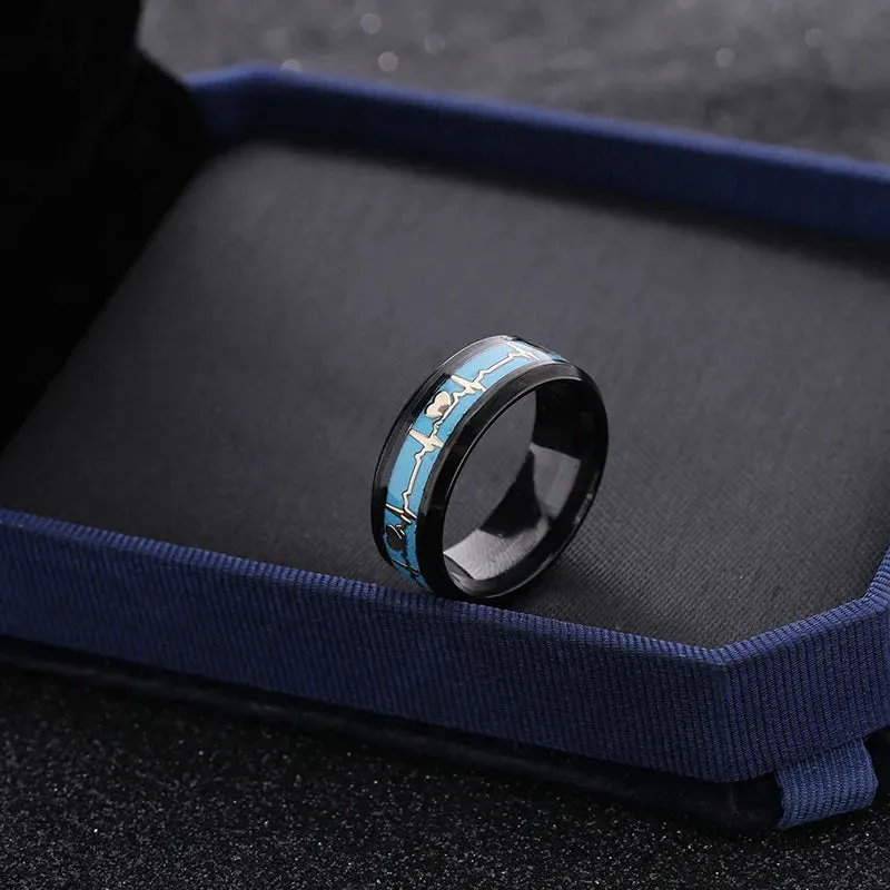 Heart Beat Titanium Steel Couple Rings