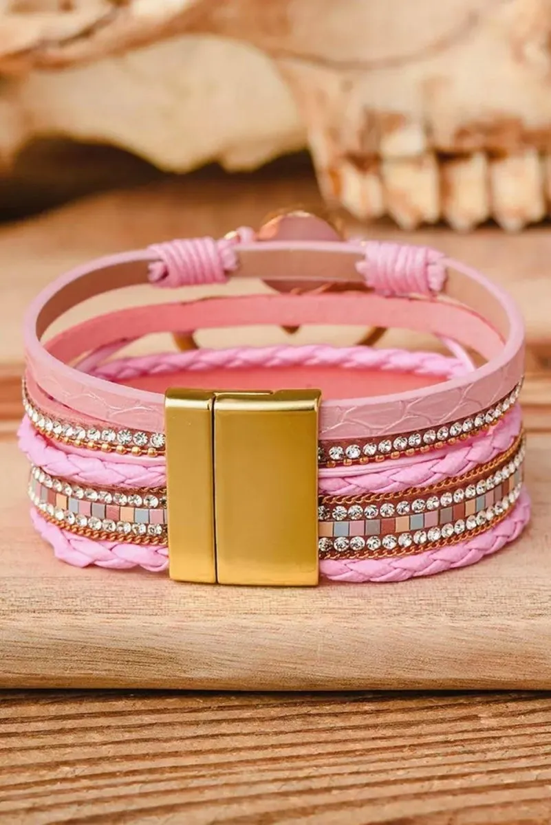 Heart Bohemian Rhinestone Magnetic Bangles Bracelet