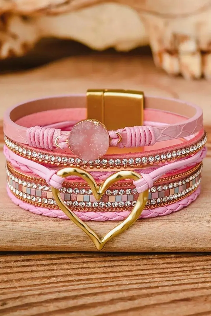 Heart Bohemian Rhinestone Magnetic Bangles Bracelet