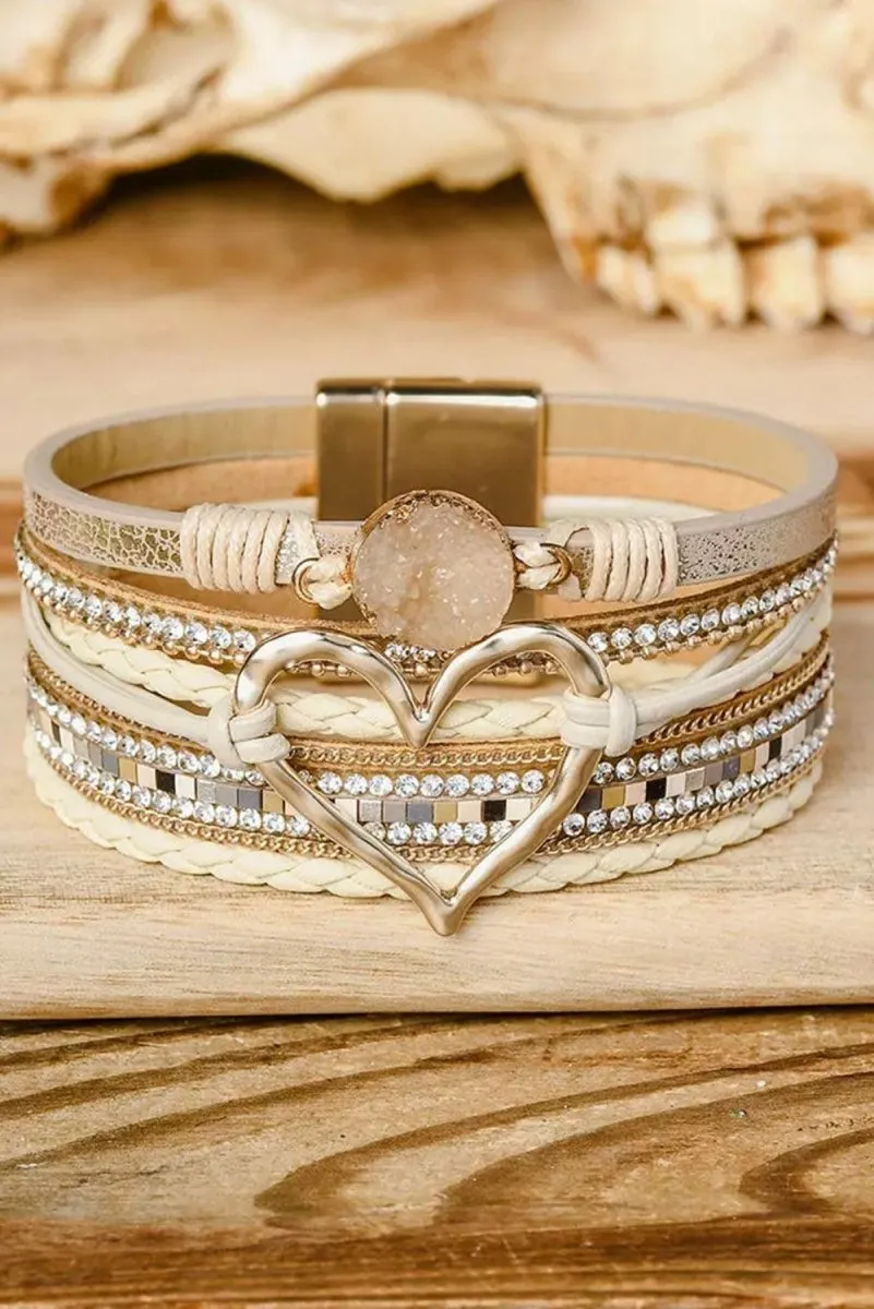 Heart Bohemian Rhinestone Magnetic Bangles Bracelet