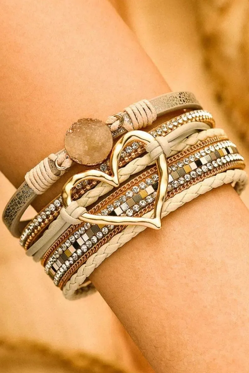 Heart Bohemian Rhinestone Magnetic Bangles Bracelet