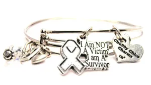 I Am Not A Victim I Am A Survivor Expandable Bangle Bracelet Set