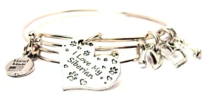 I Love My Siberian Heart Expandable Bangle Bracelet Set