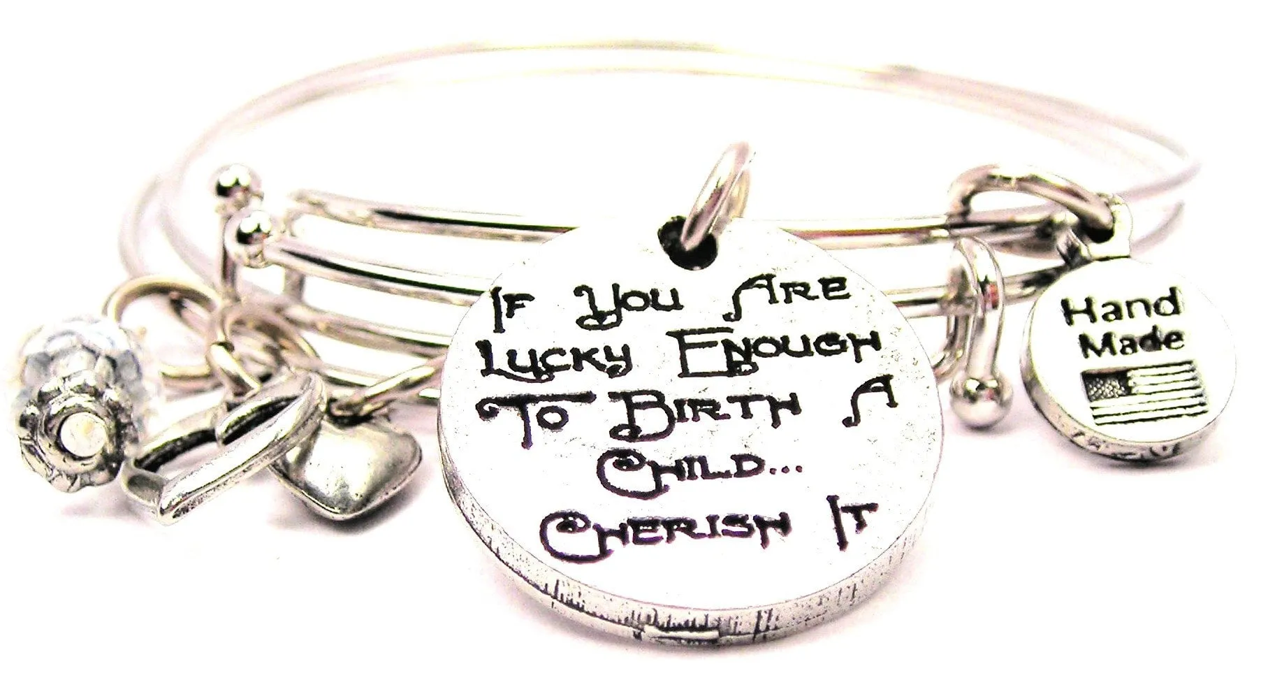 If You Are Lucky Enough To Birth A Child Cherish It Expandable Bangle Bracelet Set