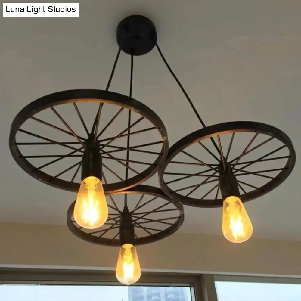 Industrial Metal Wagon Wheel Bar Pendant Lamp | Multi Hanging Light Fixture