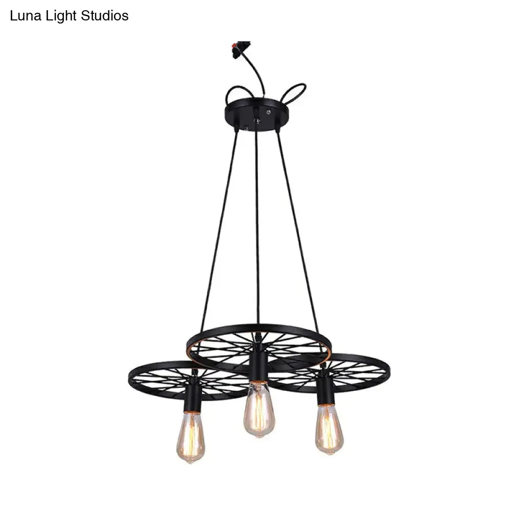 Industrial Metal Wagon Wheel Bar Pendant Lamp | Multi Hanging Light Fixture