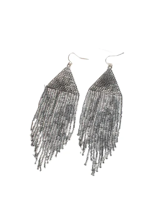 Ivy Deep Silver Fringe Earrings