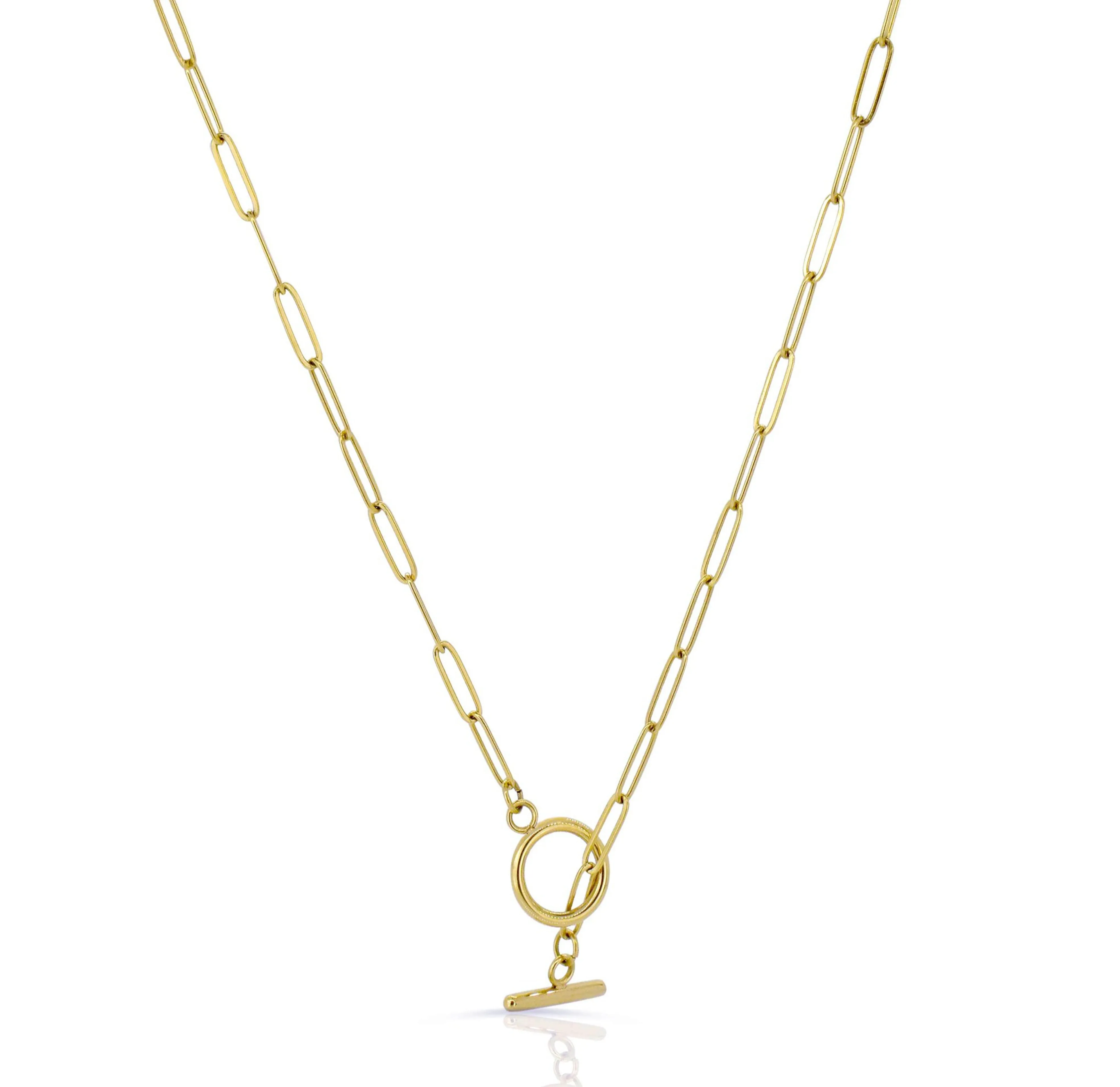 JAMIE GOLD TOGGLE PAPERCLIP CHAIN NECKLACE