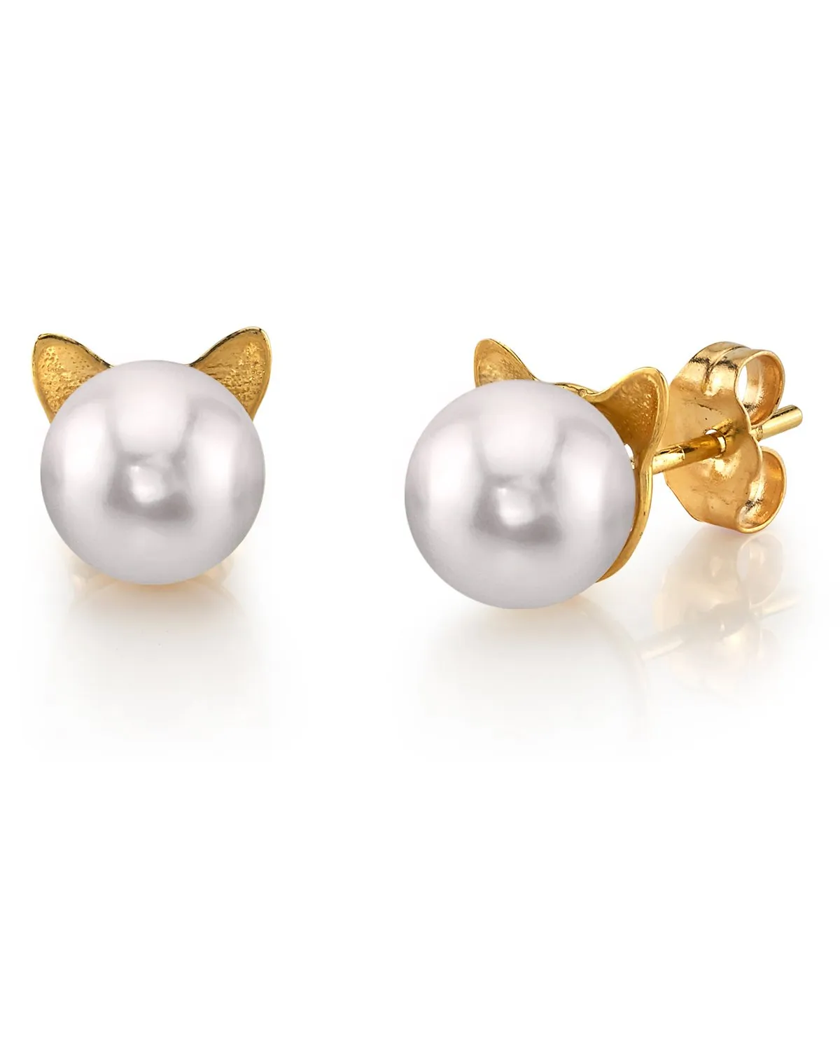 Japanese Akoya Pearl Kitty Cat Stud Earrings