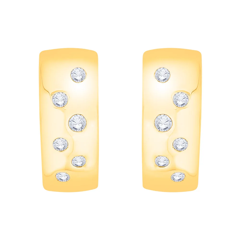 KATARINA 1/4 cttw Bezel Set Diamond Huggie Earrings