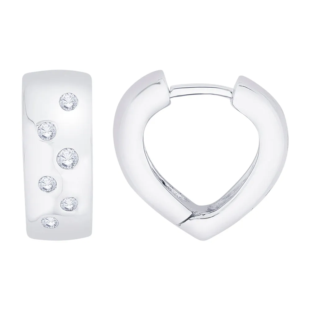 KATARINA 1/4 cttw Bezel Set Diamond Huggie Earrings