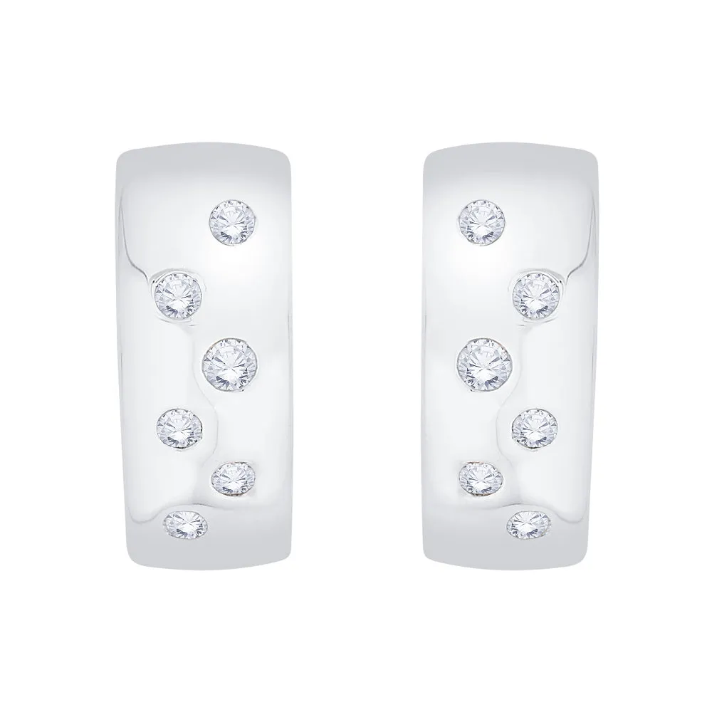 KATARINA 1/4 cttw Bezel Set Diamond Huggie Earrings