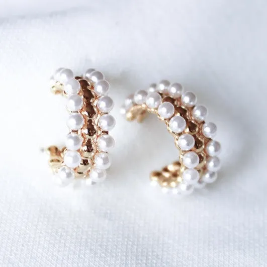 Kinsey Designs | Elsie Studded Gold Tone and Pearl Hoop Earrings