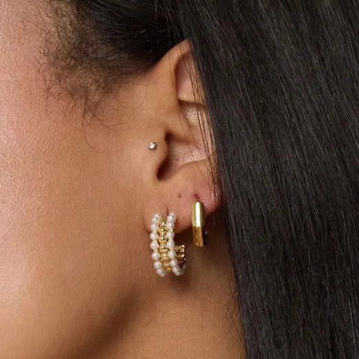 Kinsey Designs | Elsie Studded Gold Tone and Pearl Hoop Earrings