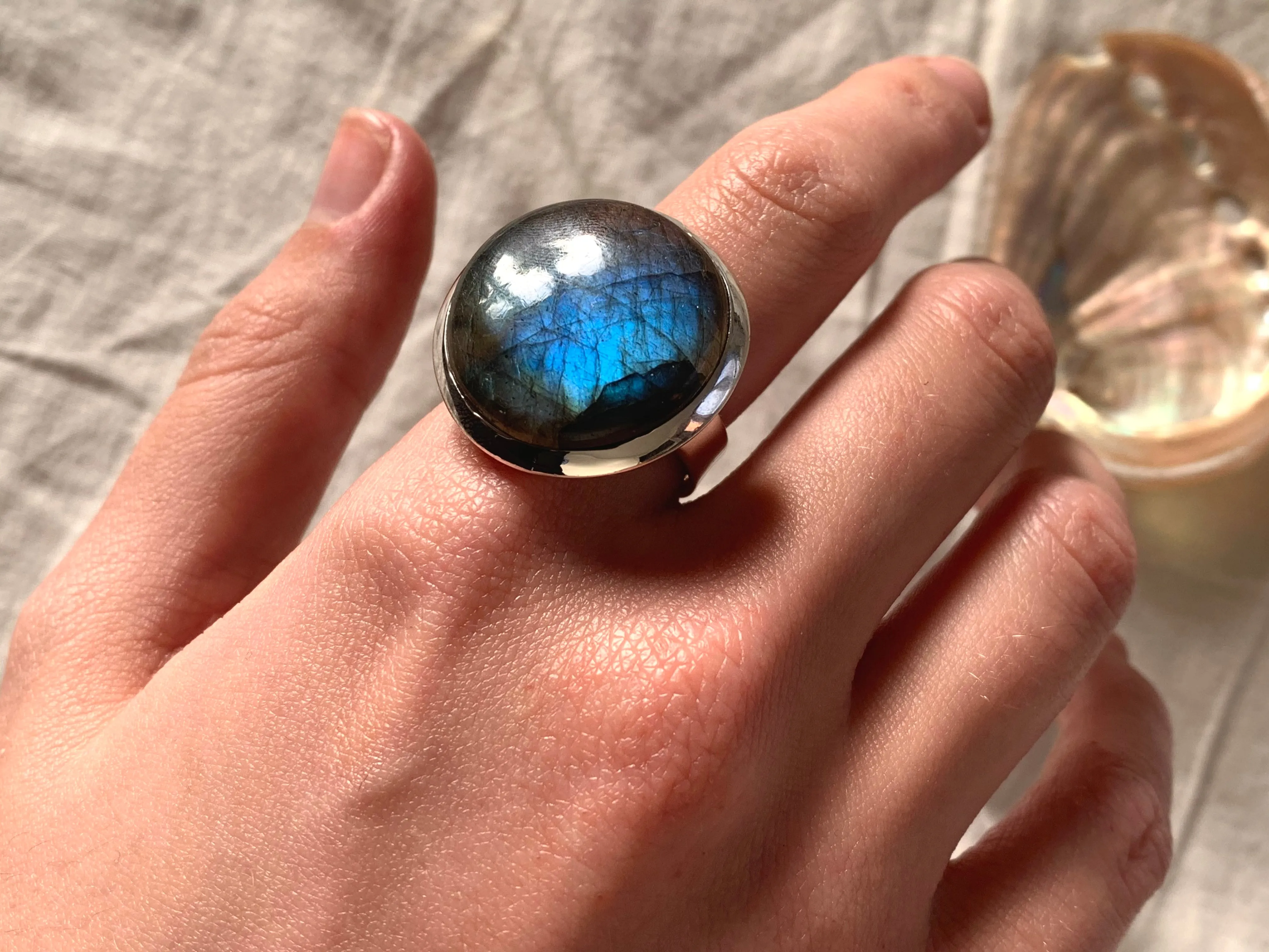 Labradorite Ariel Adjustable Ring - XLarge Round