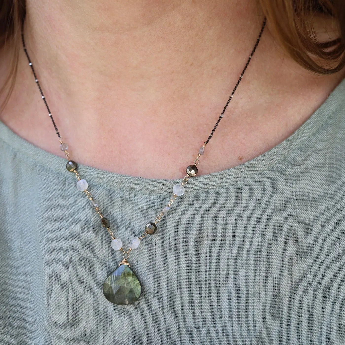 Large Labradorite Drop Necklace