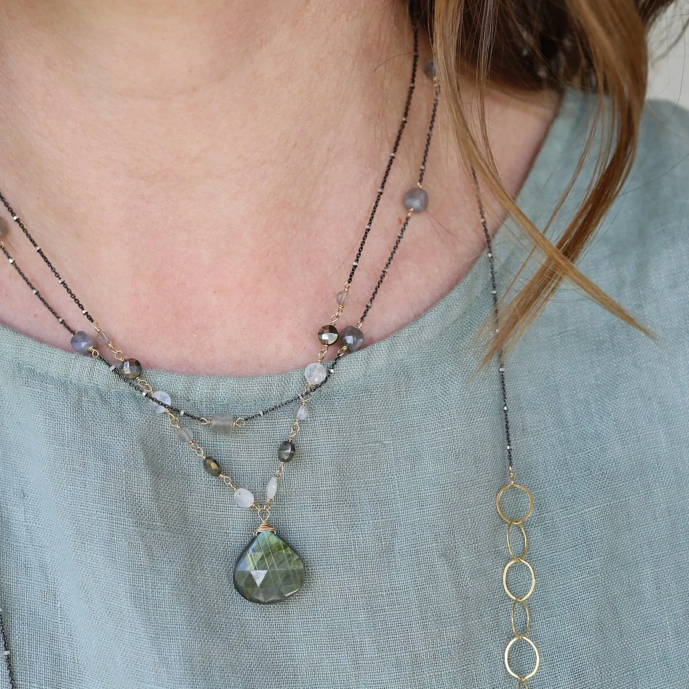 Large Labradorite Drop Necklace