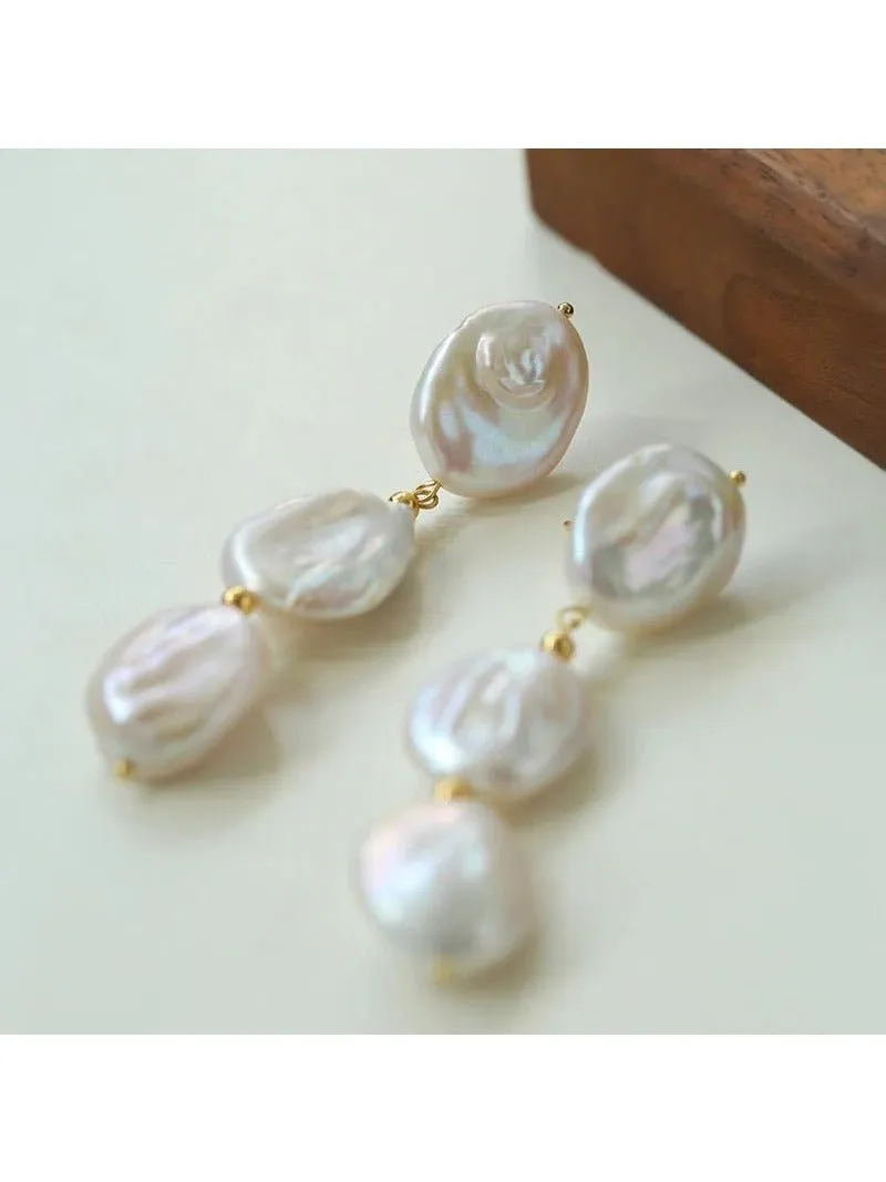 Long Baroque Pearls Earrings