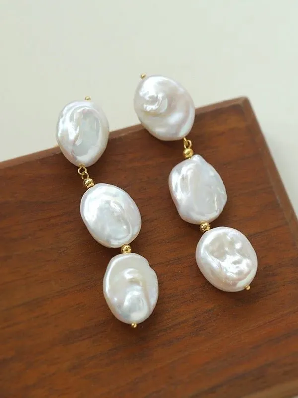 Long Baroque Pearls Earrings