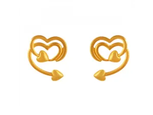 Lovely 22k Gold Stud Earrings With Heart Shape Details