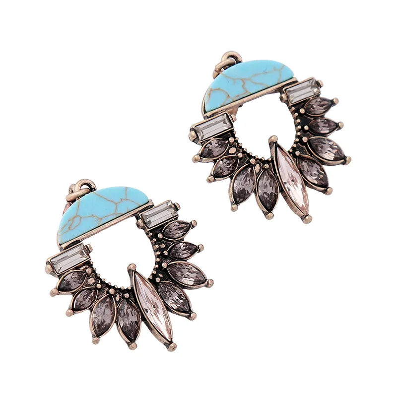 Luxe Blue Gray Glass Chandelier Dangle Earring