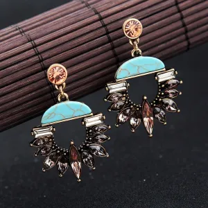 Luxe Blue Gray Glass Chandelier Dangle Earring