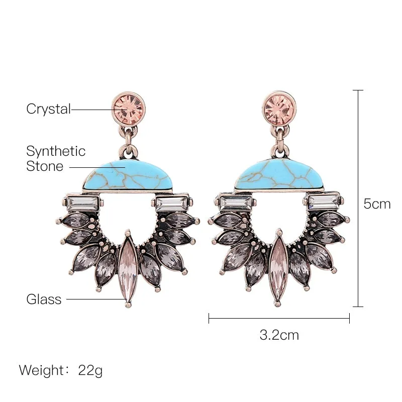 Luxe Blue Gray Glass Chandelier Dangle Earring