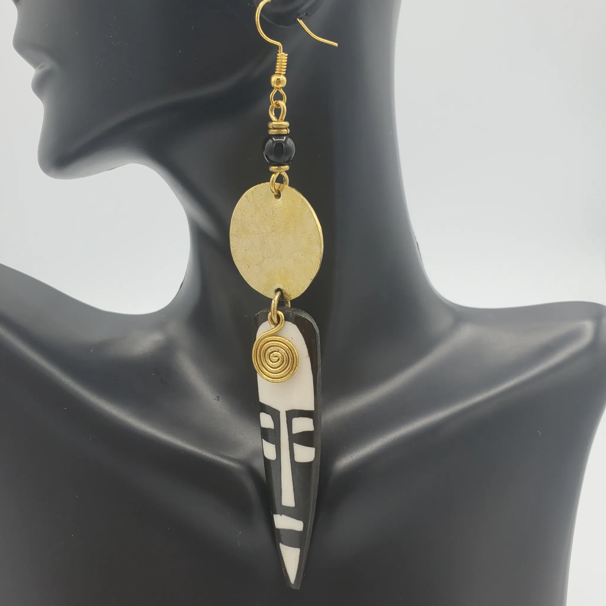 Mask & Brass Geometric Earrings