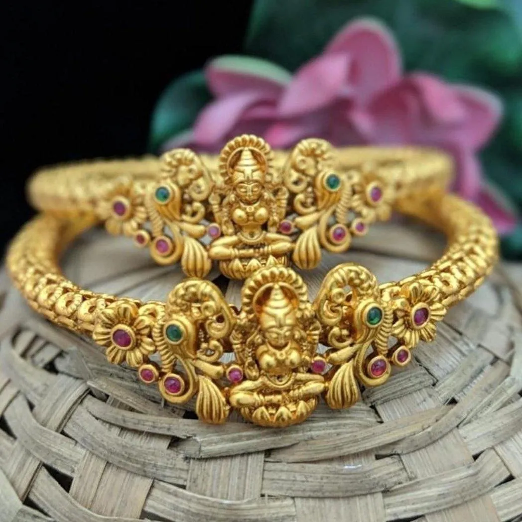 Matte Style Elegant Temple Kada Bangles