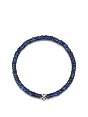 Men's Wristband with Blue Lapis Heishi Beads and Silver