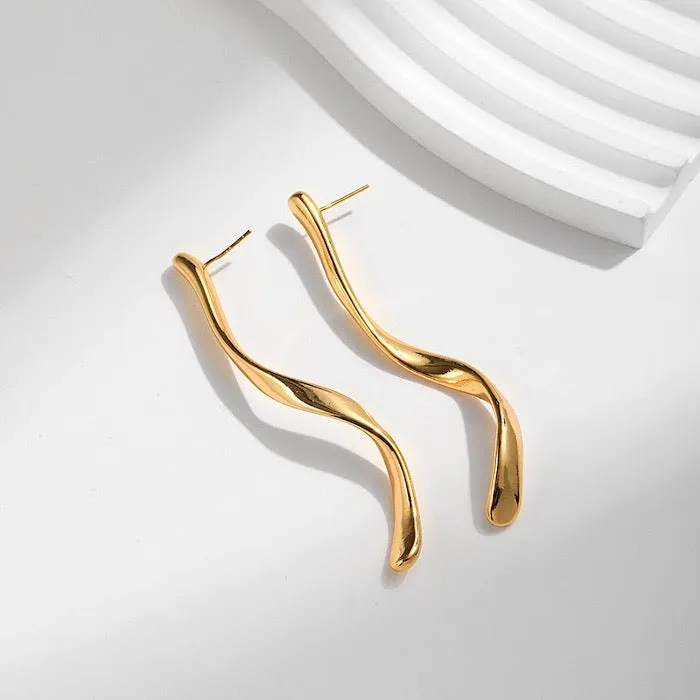 Minimalism Slim Curved Longline Earrings