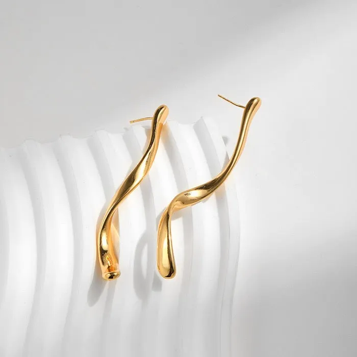 Minimalism Slim Curved Longline Earrings