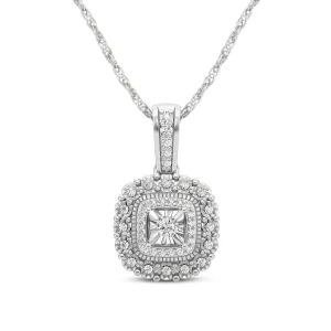 Miracle Halo Necklace with 0.16ct of Diamonds in Sterling Silver