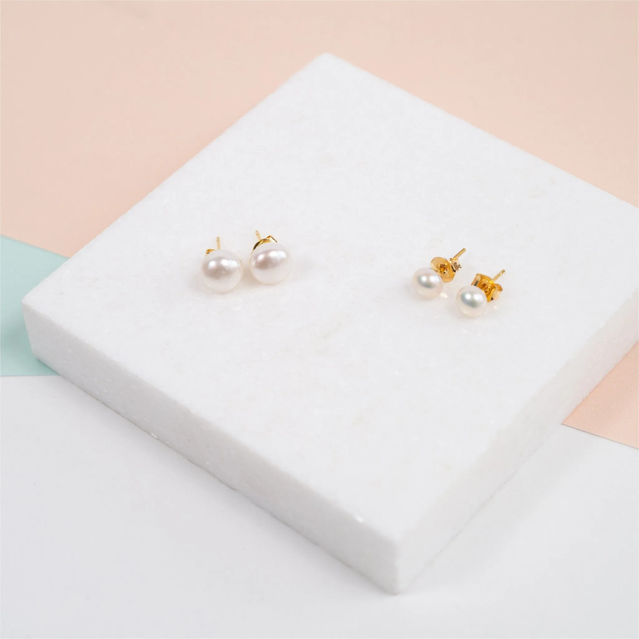 Molina White Freshwater Pearl & Gold Vermeil Stud Earrings