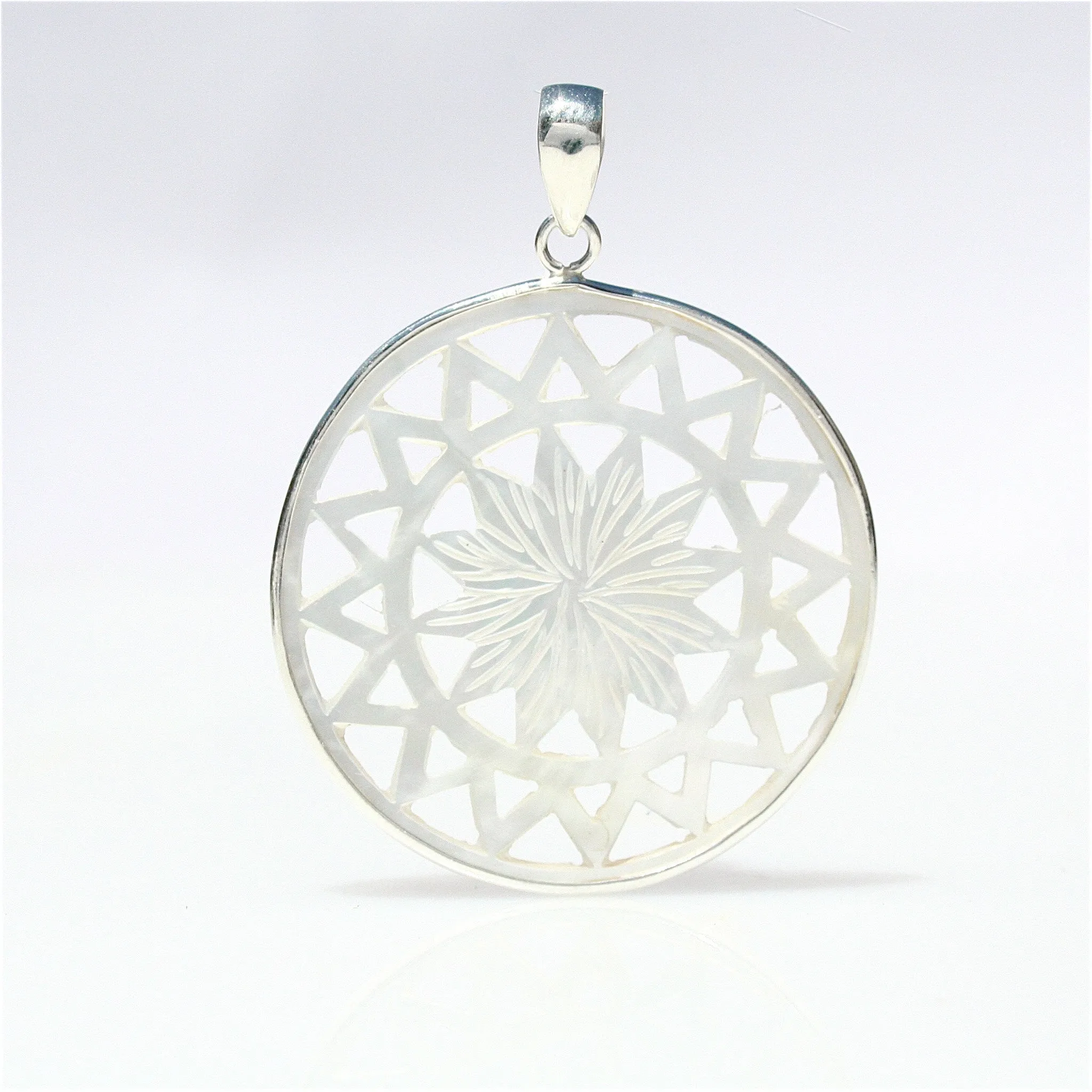 Mother of Pearl Flower Sterling Silver Pendant