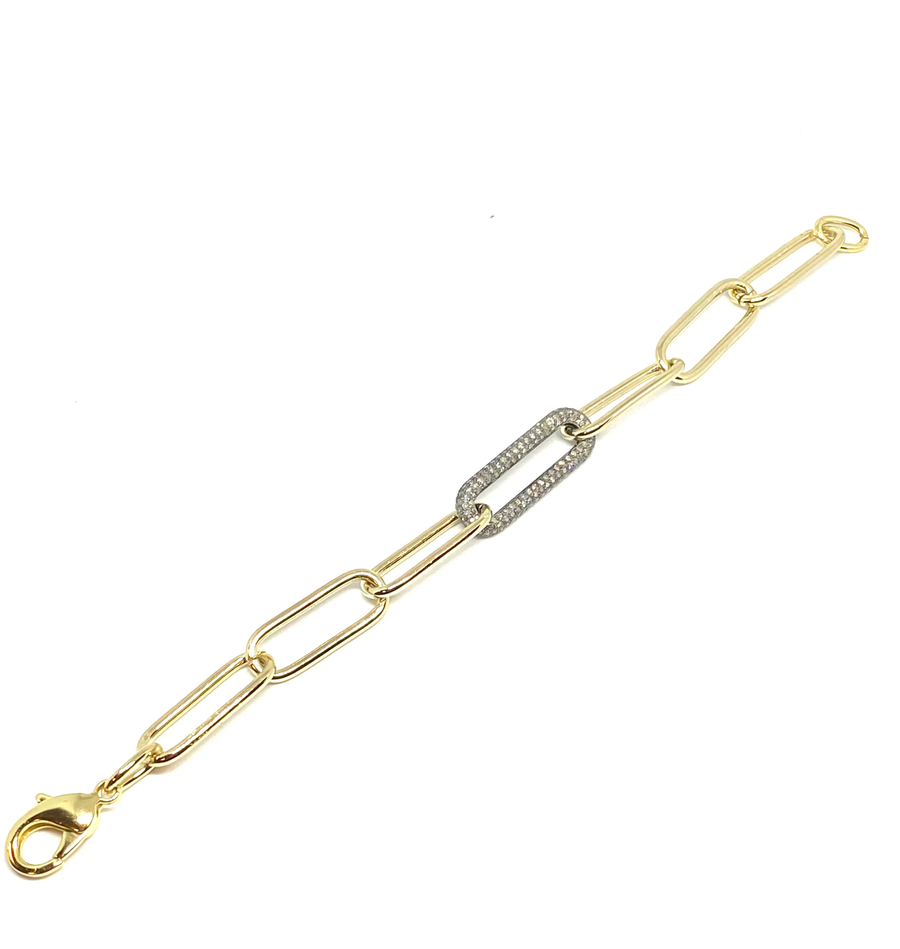 Nathan & Moe Large Gold Filled Link Bracelet with an Oxidized Diamond Link