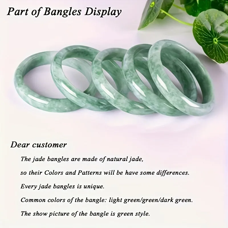 Natural Jade Bangle Bracelet For Women Men, Retro Chinese Style Bracelet