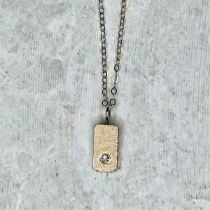 NG4 14kt Gold Rectangle Necklace w Diamond