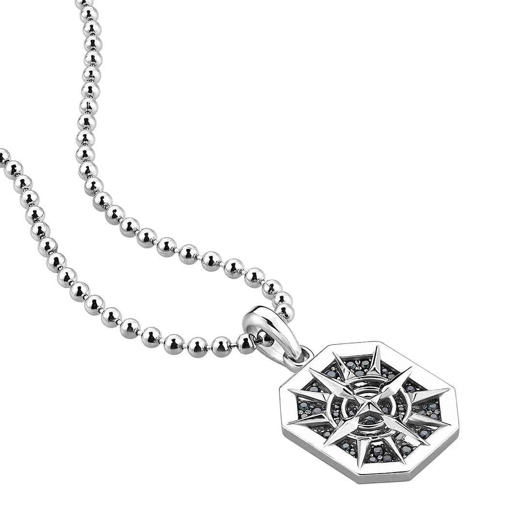 Octagon Compass Pendant in Silver