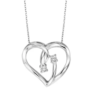 Open Heart Pendant with Diamonds by Twogether