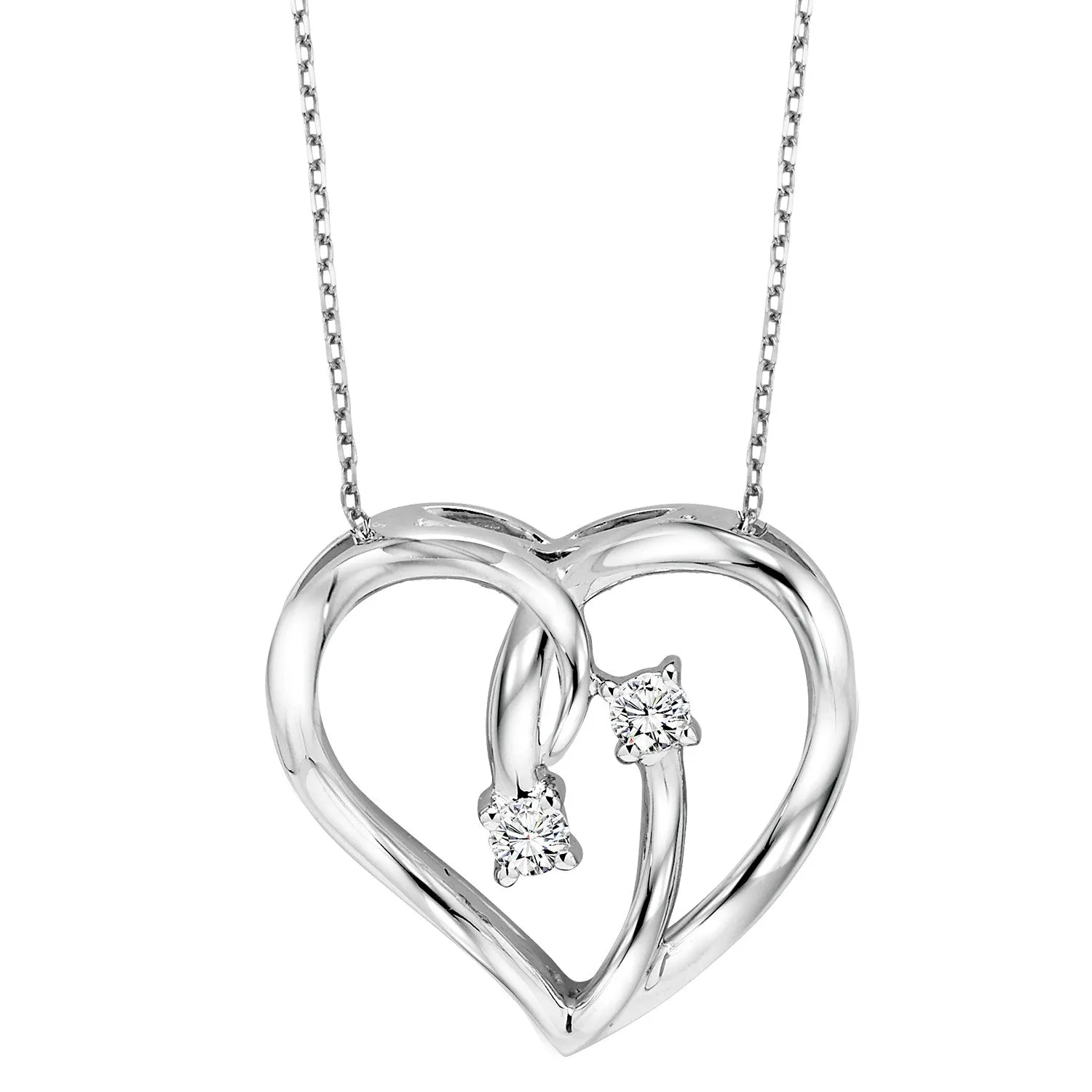 Open Heart Pendant with Diamonds by Twogether