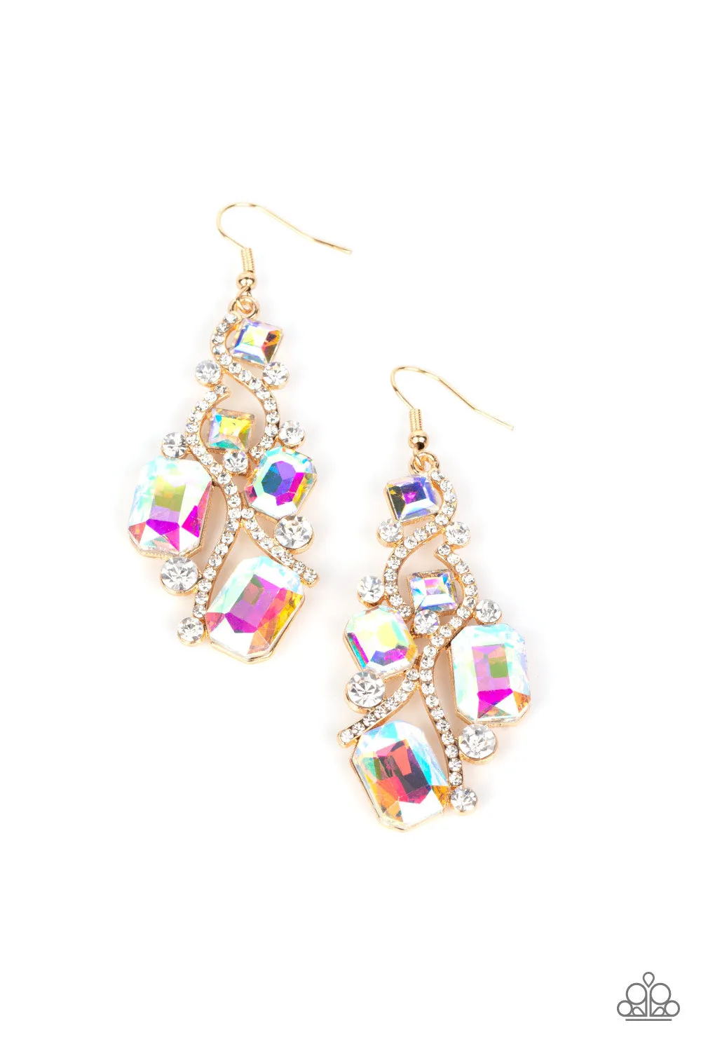 Paparazzi Interstellar Illumination - Multi Iridescent Earrings - December 2021 Life Of The Party Exclusive