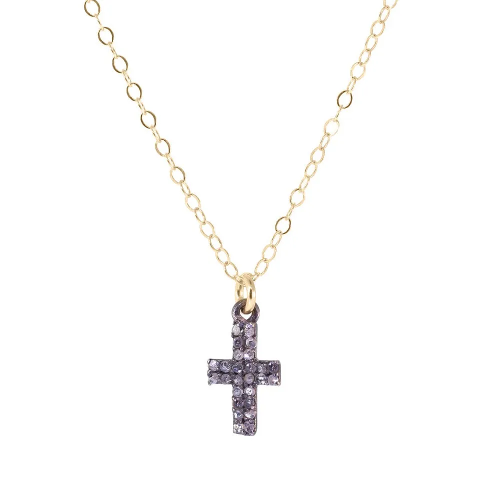 PAV CROSS - Double row diamond cross pendant